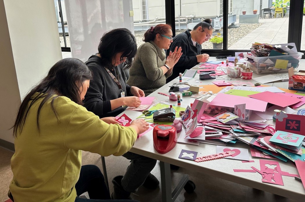 ITD staff making valentine's day cards
