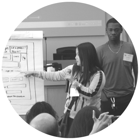 youth-circle Duo presenting their app idea at the Alameda County Youth Leadership Academy
