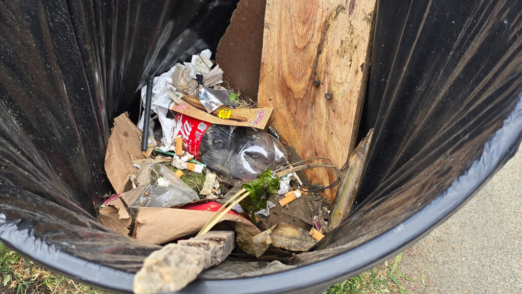 trash that ITD employees collected from around the lake